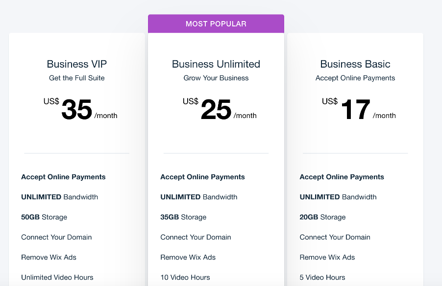 Wix Pricing