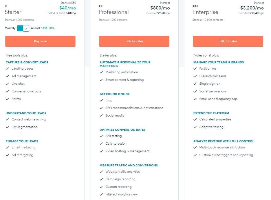 hubspot pricing