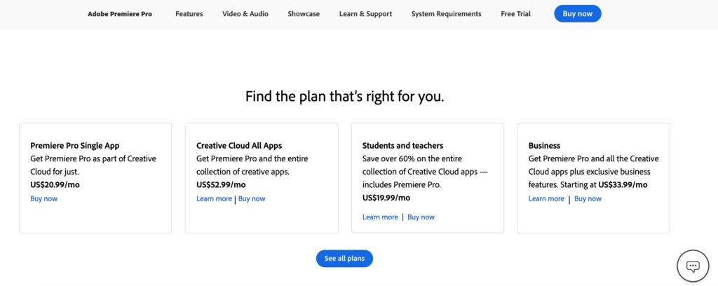 Adobe Premiere Pro Price