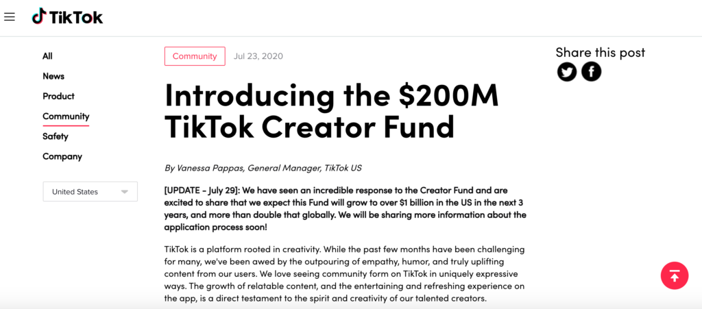 TikTok Creator fund