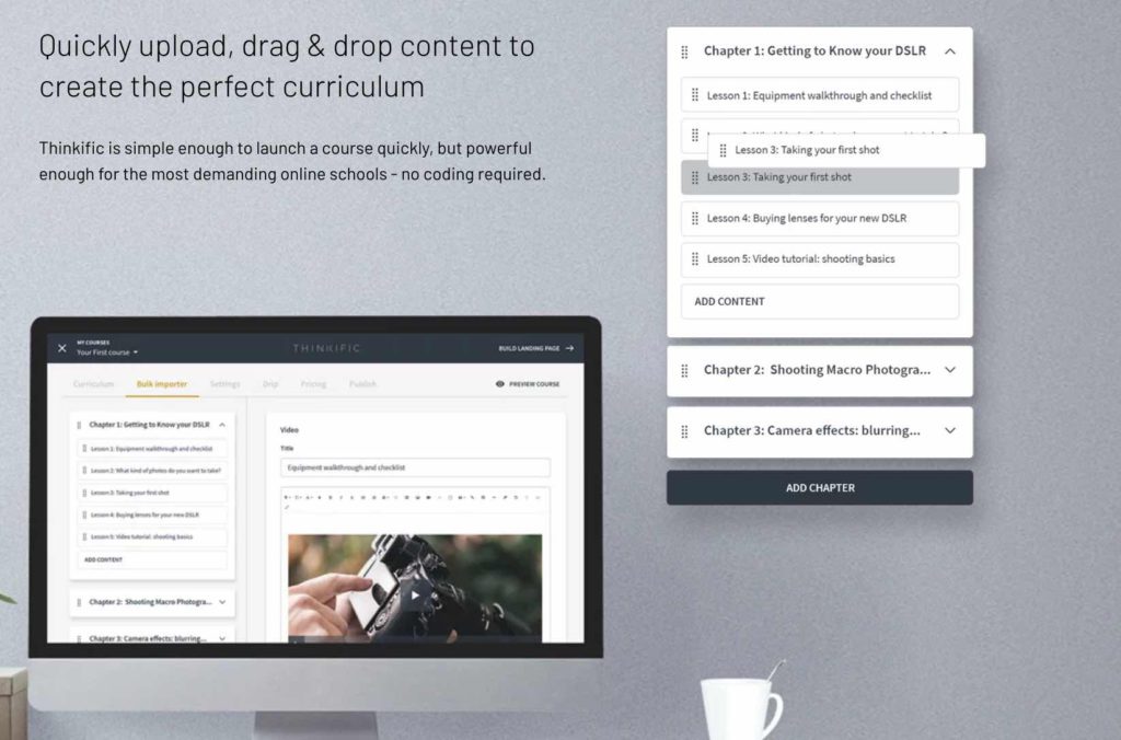 Thinkific Drag and Drop Editor