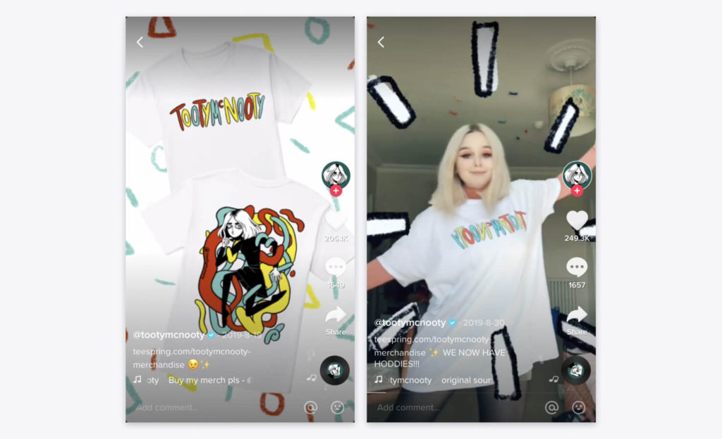 TikTok creators selling merchandise