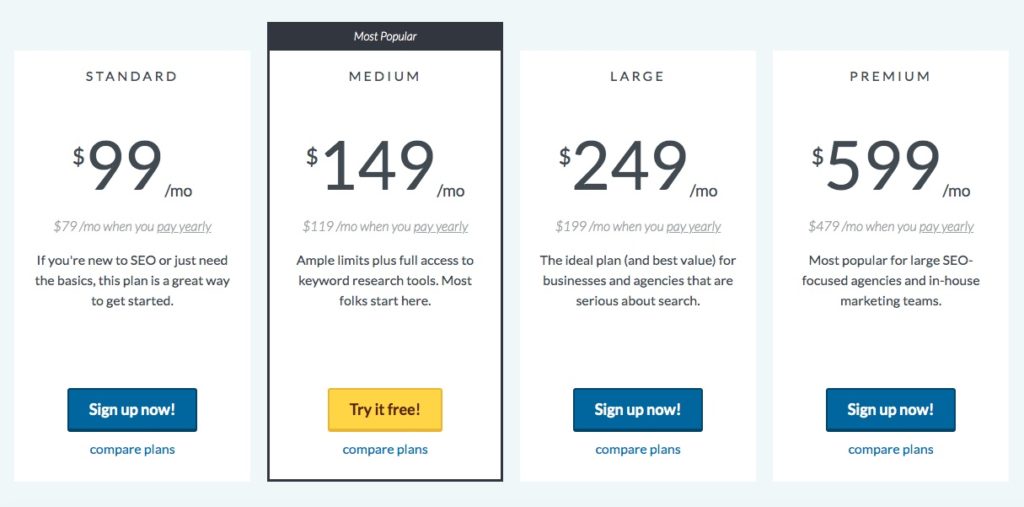 moz pro pricing plans