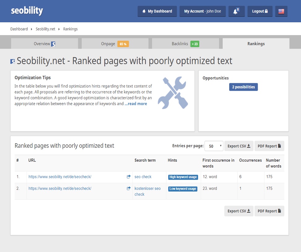 seo tools seobility