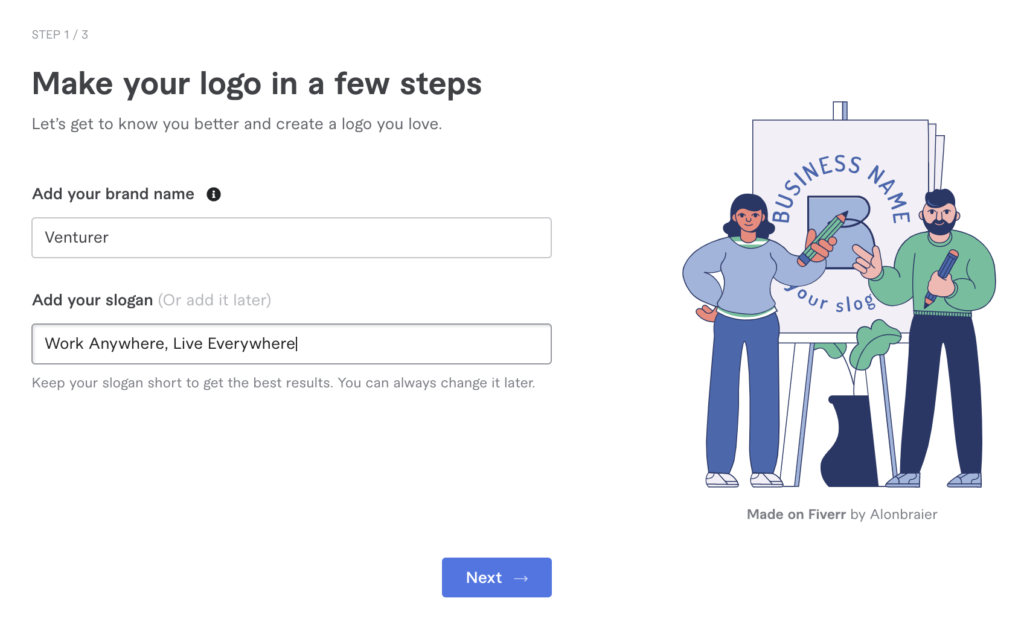 Fiverr徽標製造商添加您的品牌和口號