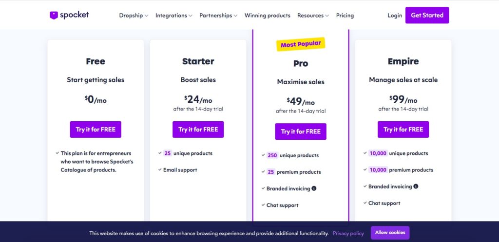 spocket pricing