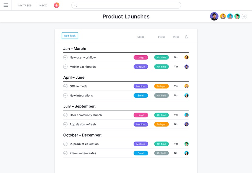 asana project management software