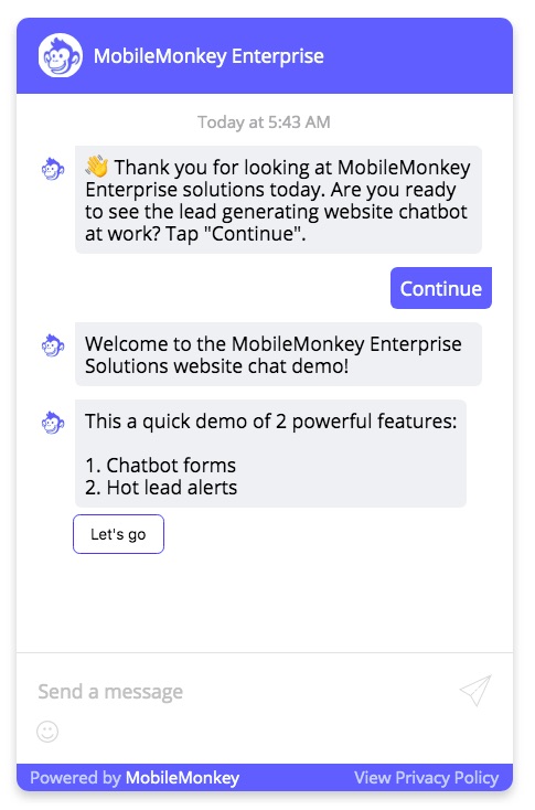 mobilemonkey chatbot