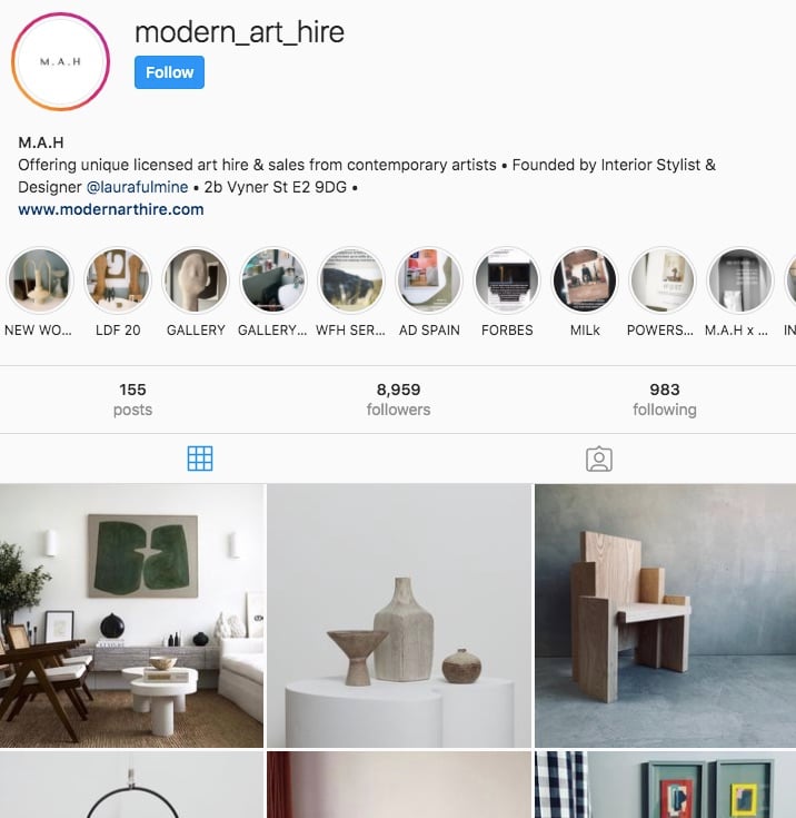 modern art hire instagram