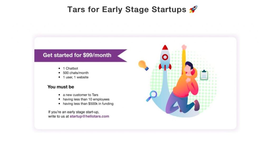 Tars pricing for startup