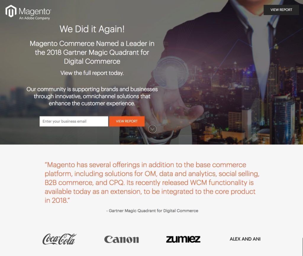 landing page example_magento