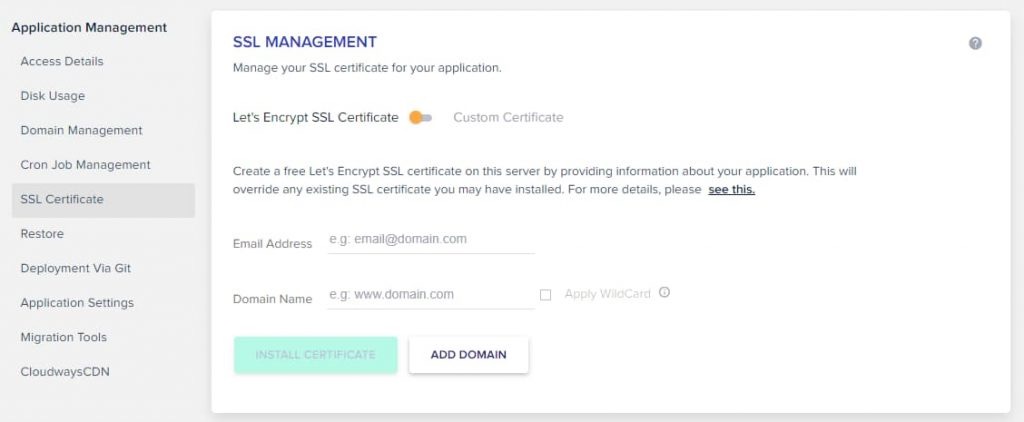 add free SSL on cloudways