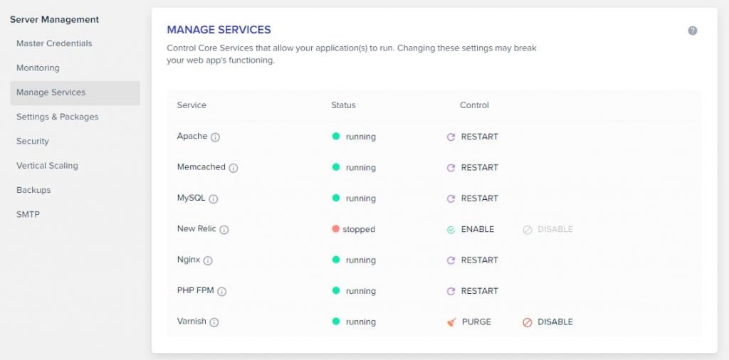 cloudways managing services