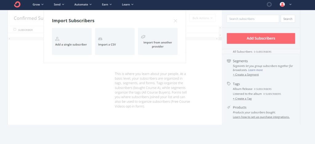 how to import subscribers on convertkit