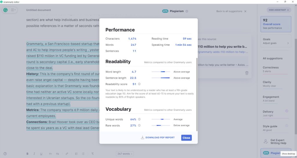 grammarly review evaluation report