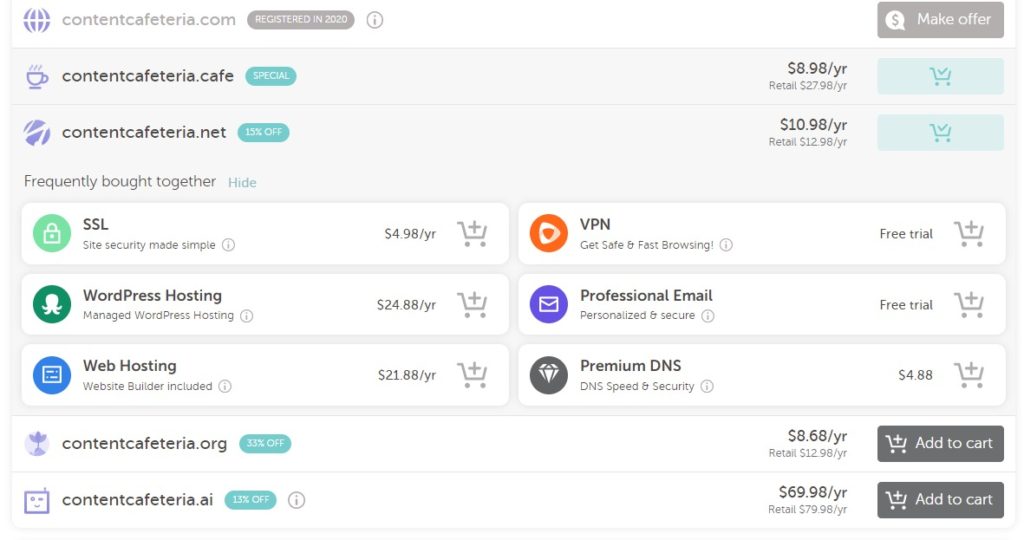 如何從 namecheap 購買域名 第 2 步