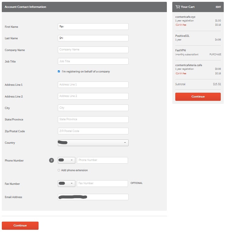 namecheap account information