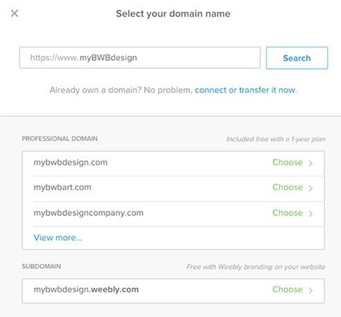 weebly tutorial select your domain name