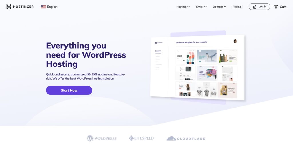 hostinger wordpress hosting homepage