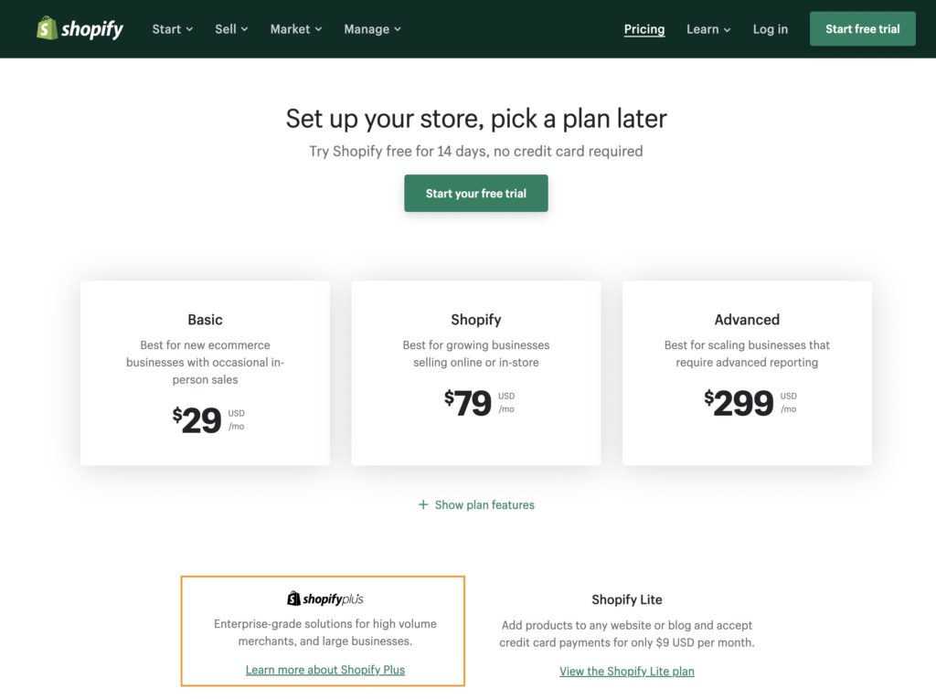 shopify plus pricing