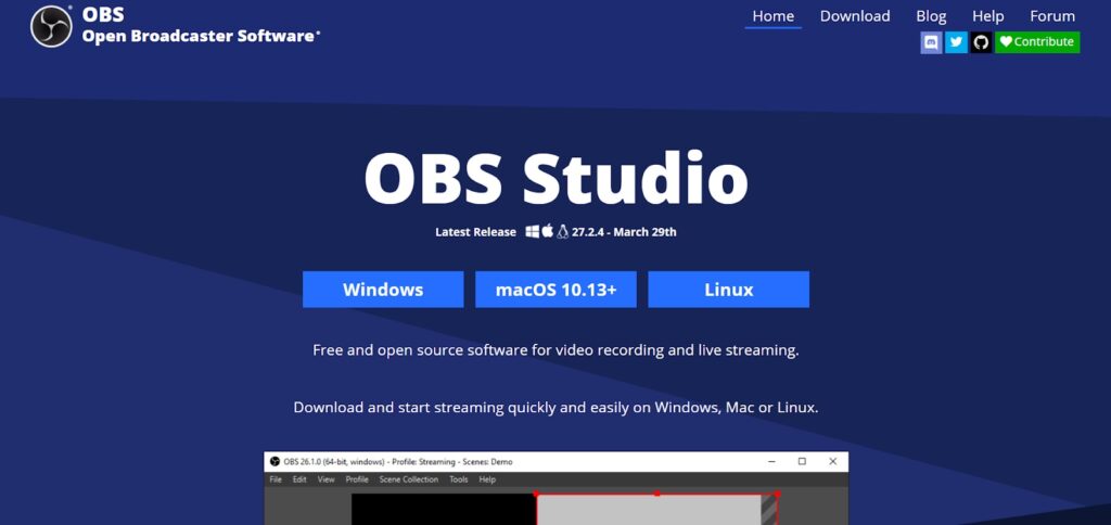 OBS studio streaming software