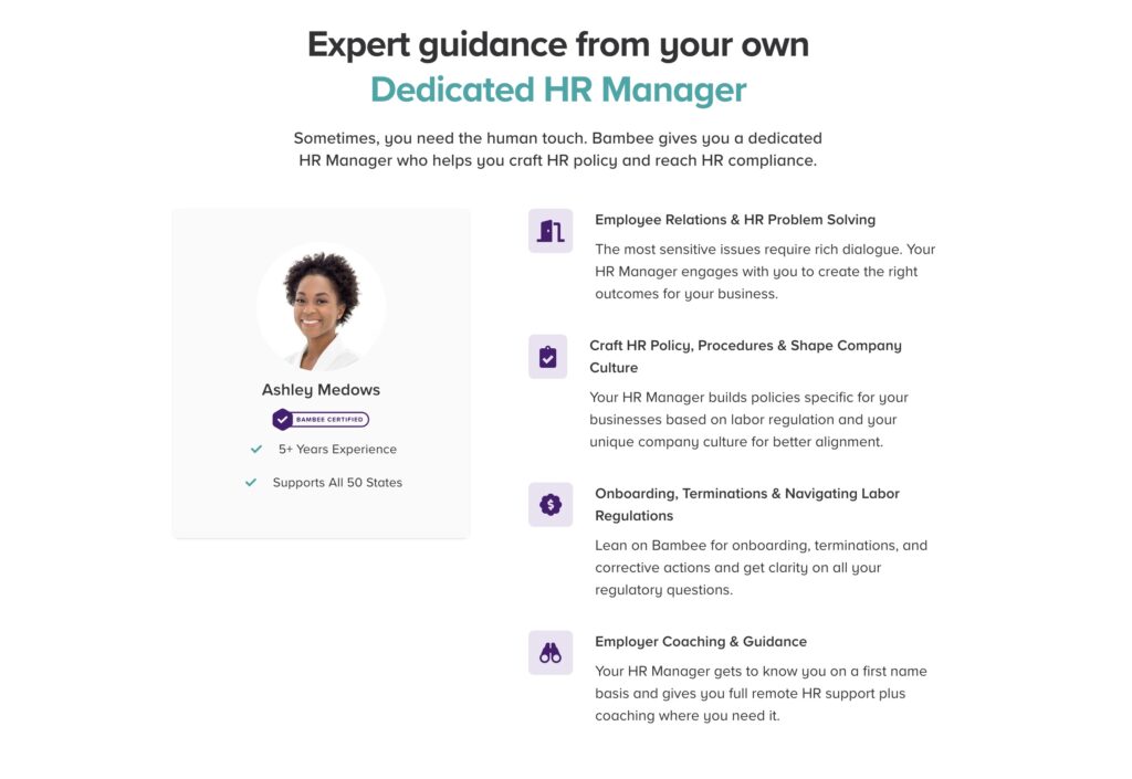 bambee dedicated hr manager