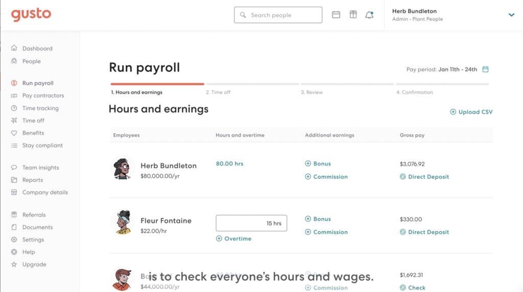 gusto payroll autopilot feature