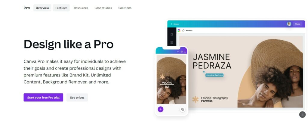 Canva Pro Homepage Introduction