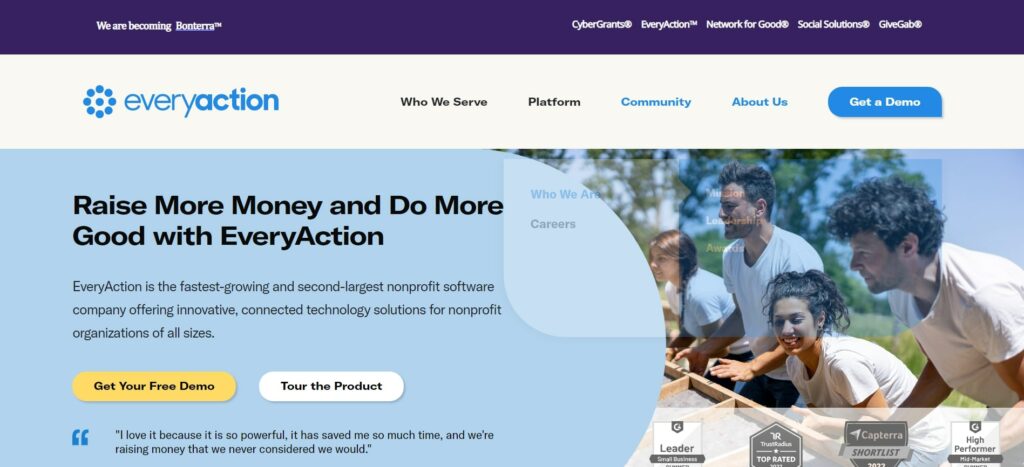 EveryAction is a Nonprofit CRM offers fundraising donor management