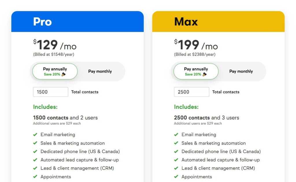 Keap CRM System Pricing