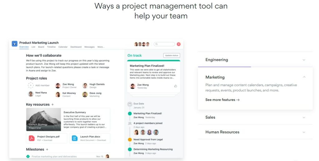 Asana Project Management Software Board Views