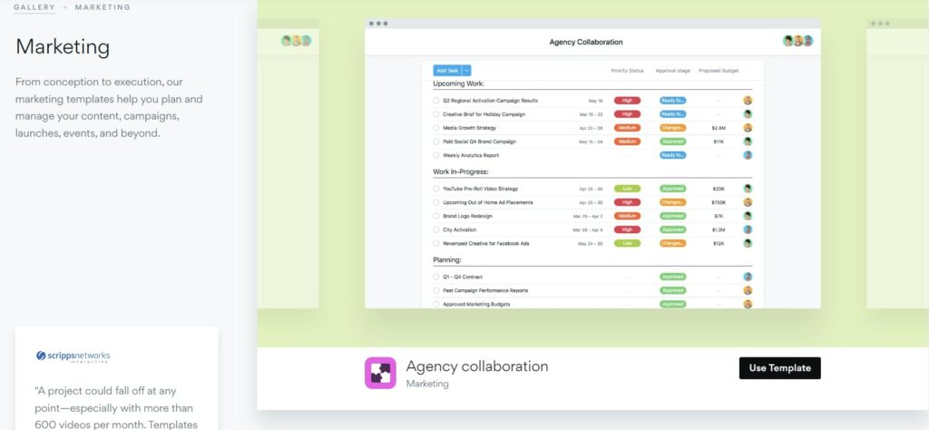 Asana Project Management Software Templates