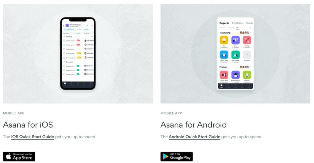 Asana 項目管理軟件移動應用程序