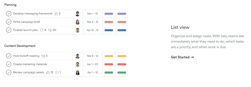 Asana 項目委員會意見