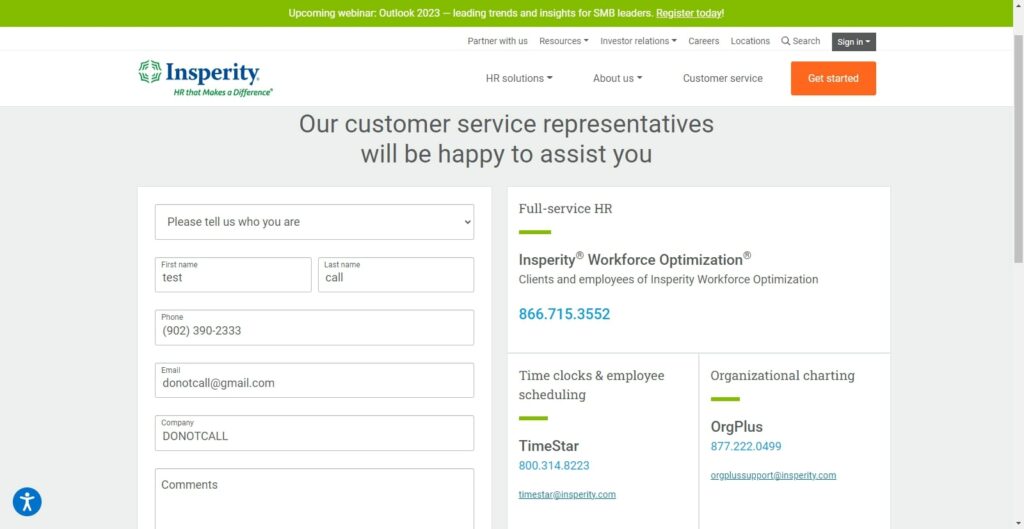 Insperity PEO Software Customer Support