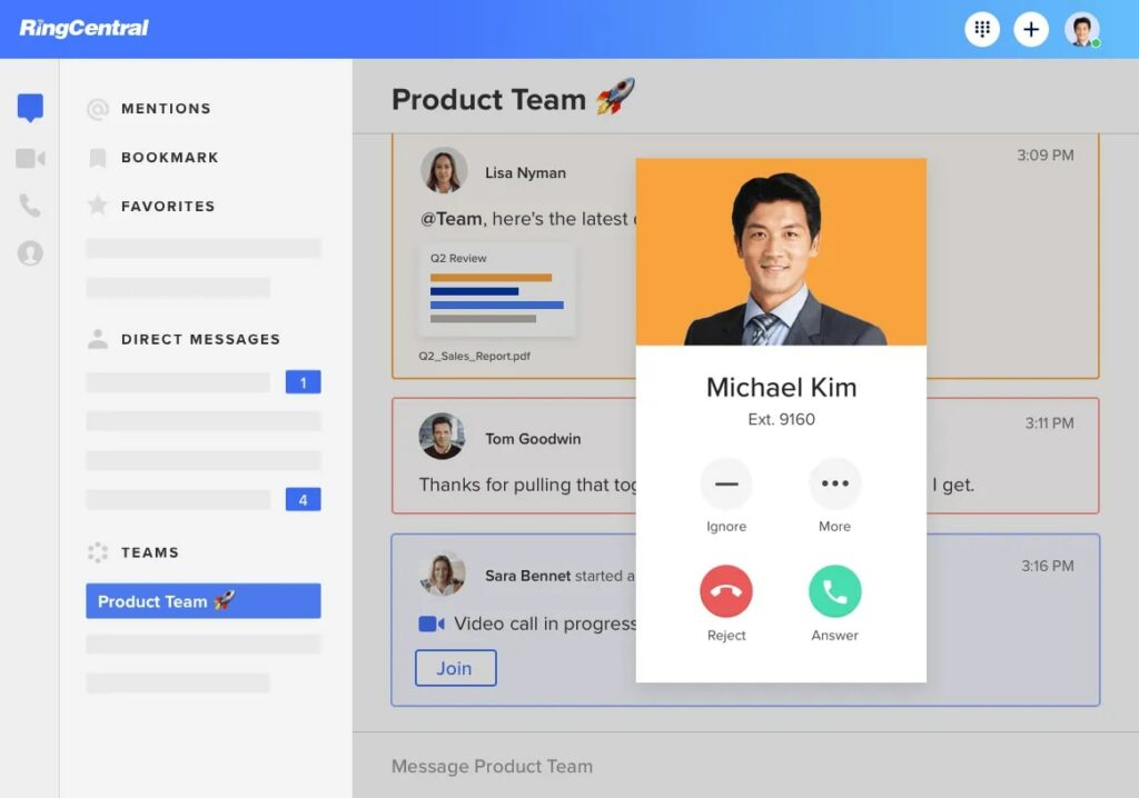 RingCentral Business Phone System Dashboard