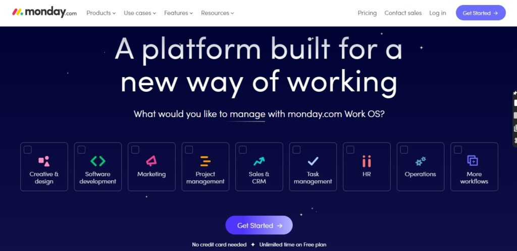 Monday.com Project Management Software Homepage