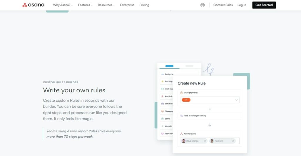 Asana project management tool automation