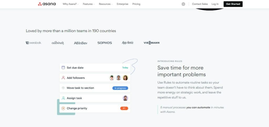 Asana project management tool homepage