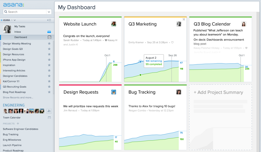 Asana project management tool interface