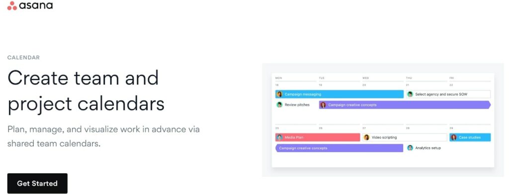 Asana 項目管理工具共享日曆