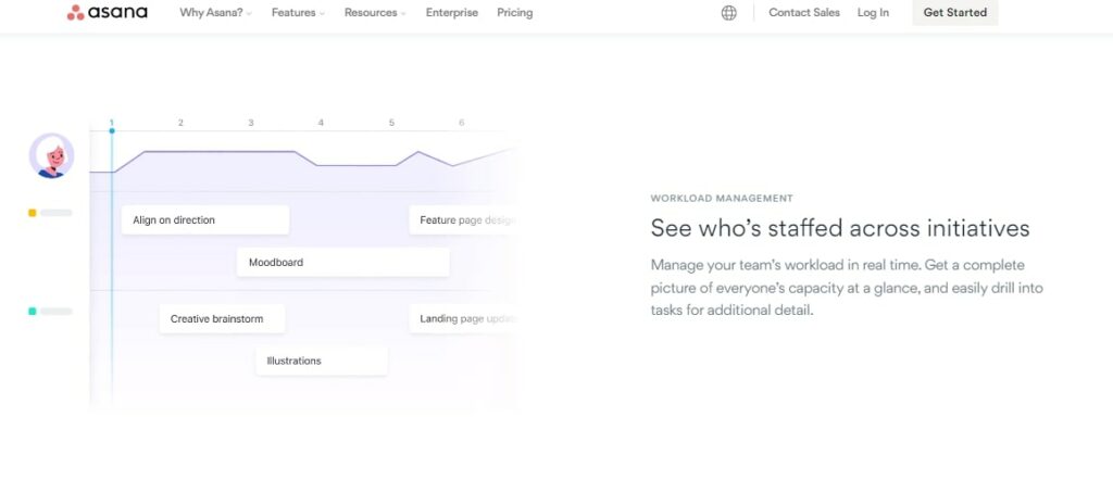 Asana project management tool workload management