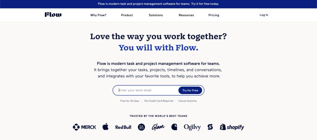 Flow task management solution homepage