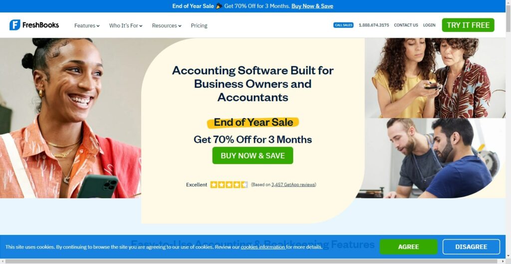 Freshbooks accounting software homepage