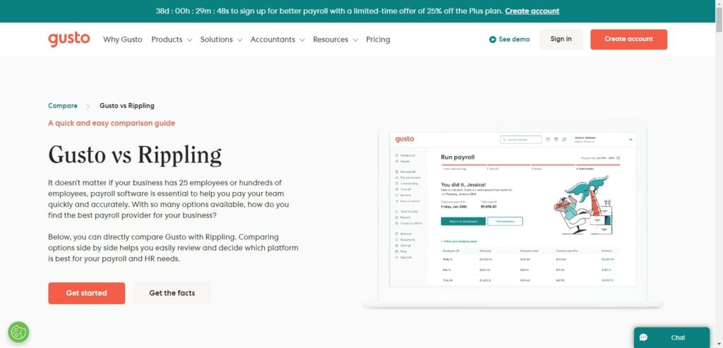 Gusto vs Rippling PEO service