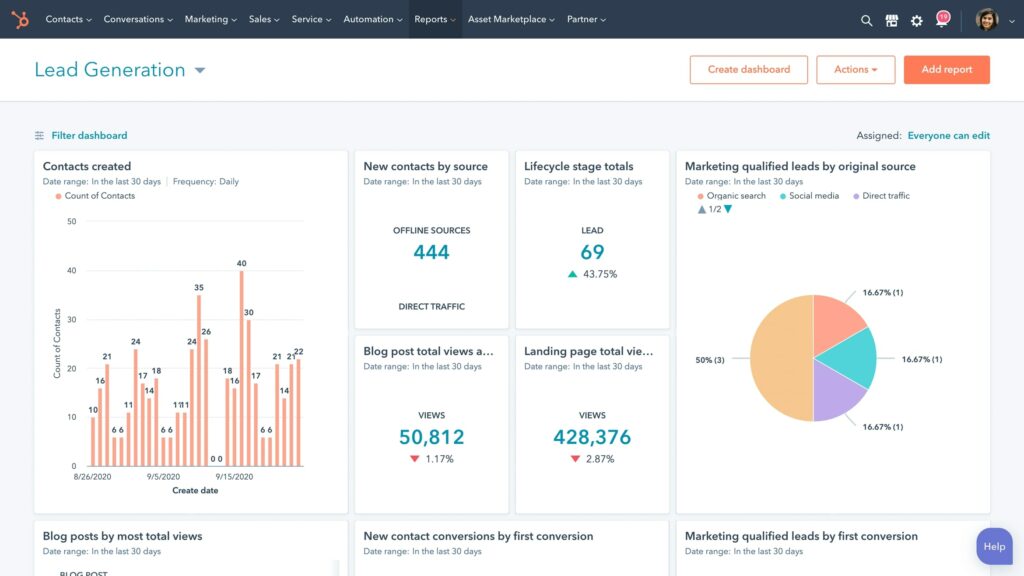 ERP vs CRM - HubSpot CRM solution lead generation feature