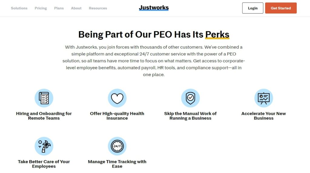 Justworks PEO service benefits