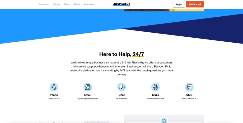 Justworks PEO service customer support