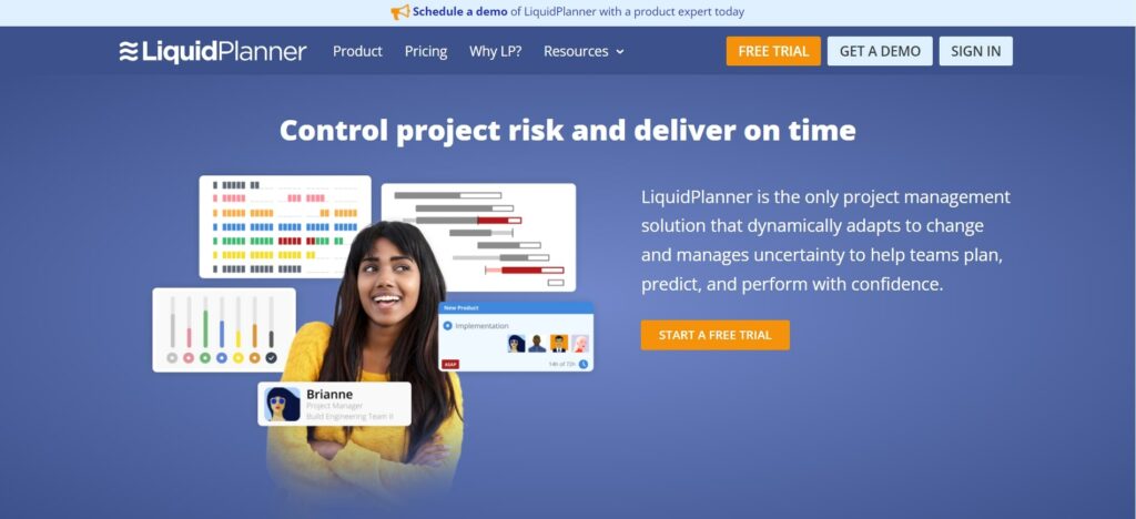 LiquidPlanner project management solution home page