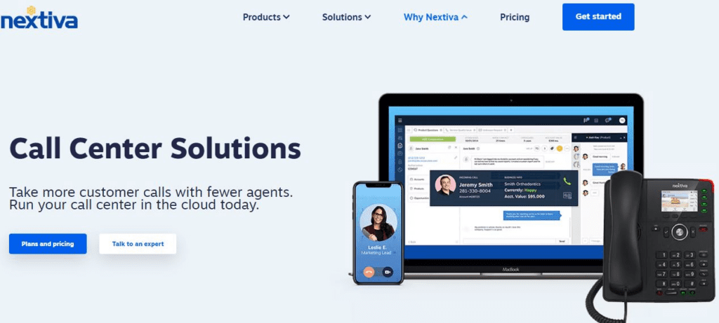 Nextiva call center solution homepage